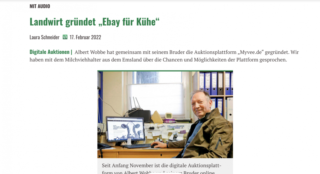LAND&FORST / Landwirt gründet “Auktionsplattform für Kühe”